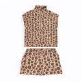 Leopard Quarter-Zip & Shorts Set