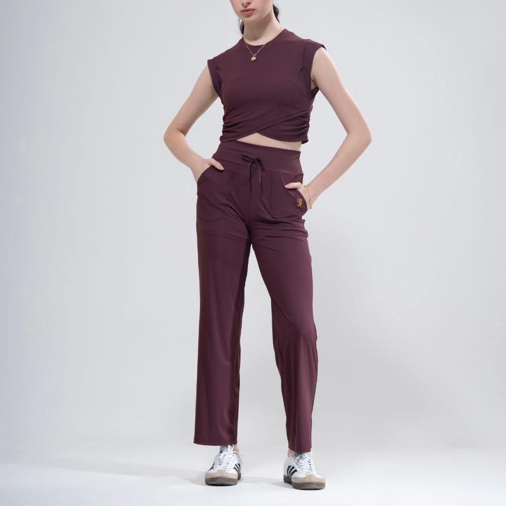 YUSHE 3 Piece Co Ord Set for Women | Ruched Top with Wide Leg Pants & Shorts | 3-in-1 Active & Lounge Wear for Travel