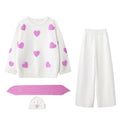 Heart Knit Set with Scarf & Beanie