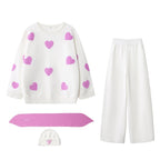 Heart Knit Set with Scarf & Beanie