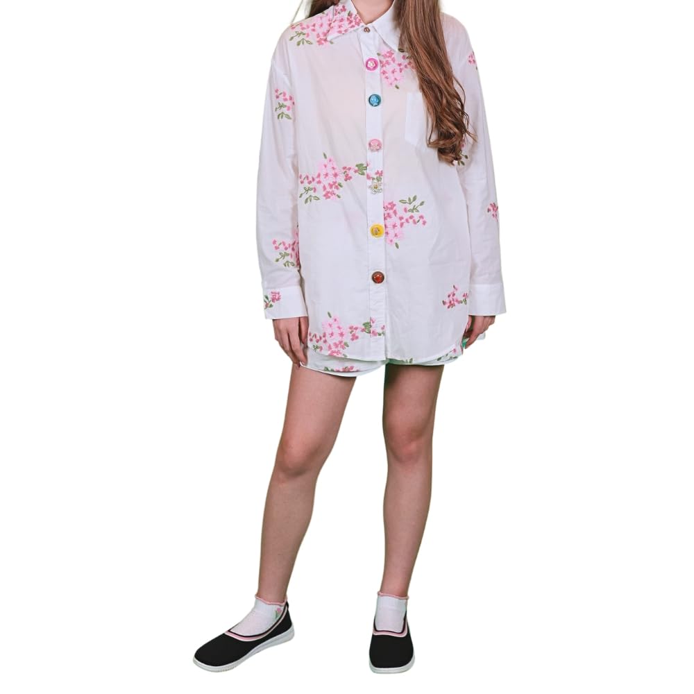 YUSHE Women 2-Piece Shirt and Shorts Ensemble Pure Cotton Easygoing Daywear