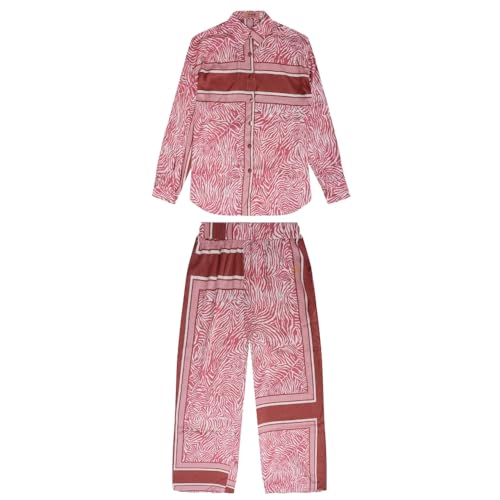YUSHE Animal Print Co-ord Set | Lightweight Shirt and Pants Set for Women | Summer Two Piece Sets | Casual Vacation Outfits