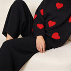 Heart Knit Set with Scarf & Beanie