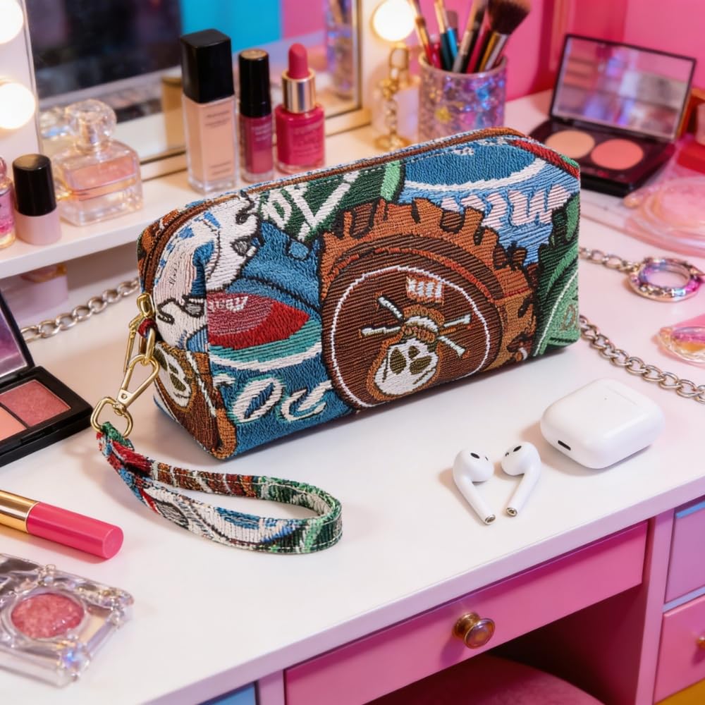 YUSHE Canvas Mini Pouch for Women | Small Travel Pouch & Makeup Bag with Zipper | Floral & Graffiti Fabric Bag for Daily Use