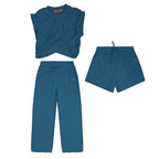 Ruched Top, Shorts & Pants Set