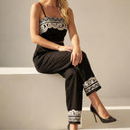 Broderie Anglaise Crop Top & Wide-Leg Pant Set