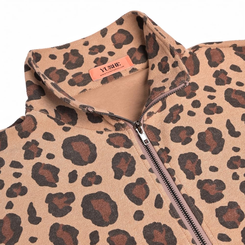 YUSHE Women 2 Piece Set Leopard Print Cap Sleeves Casual Women Top Short Matching Color Lounge Lightweight Travel Outfit