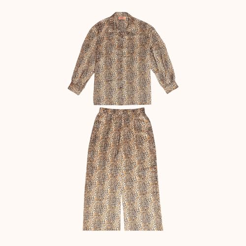YUSHE Animal Print Co-ord Set | Lightweight Shirt and Pants Set for Women | Summer Two Piece Sets | Casual Vacation Outfits