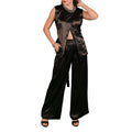 YUSHE Women 2-Piece Sleeveless Top and Straight Pant Outfit Cotton Blend Occasion Ready Set