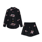 Embroidered Cotton Shirt and Shorts Set