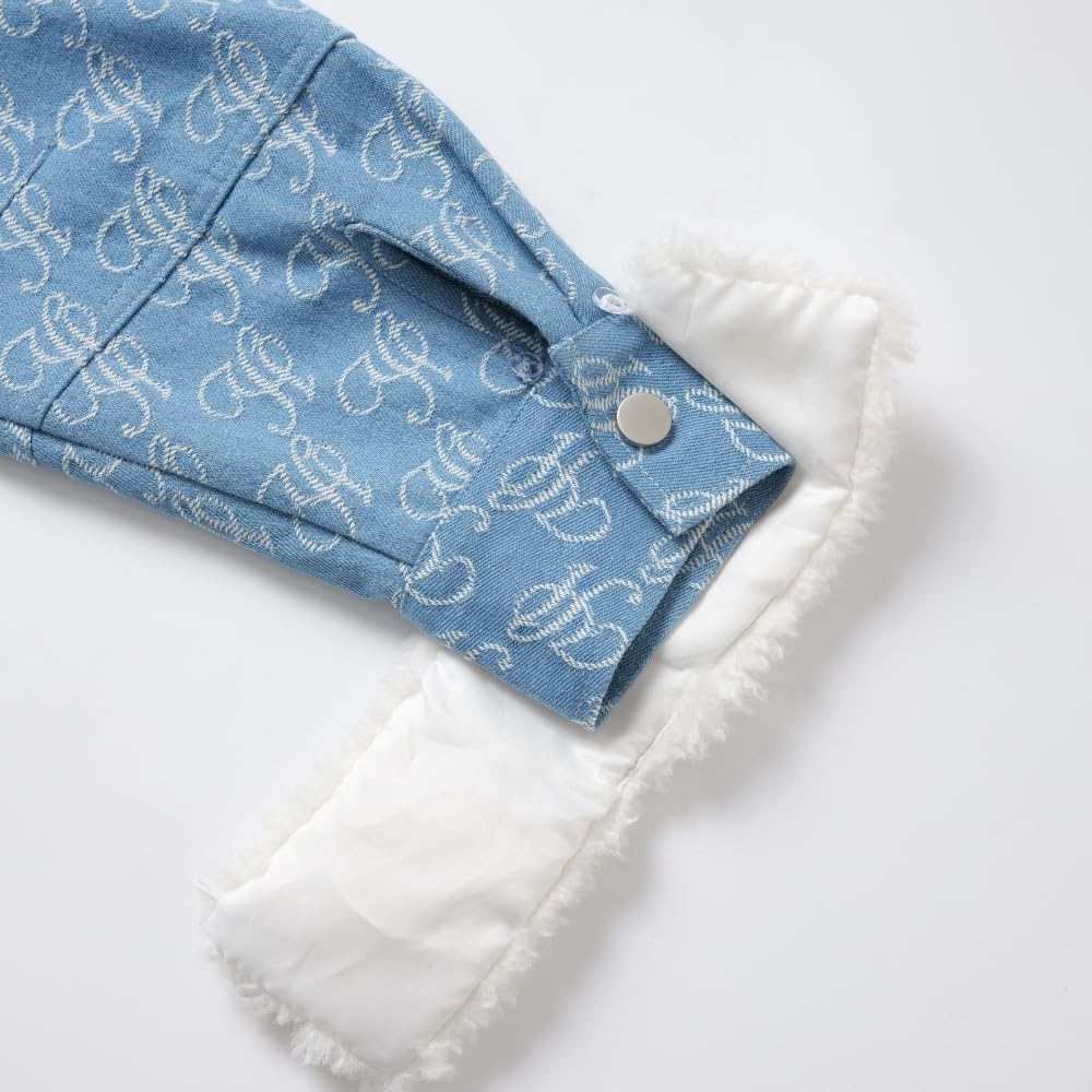 YUSHE 2 Piece Denim Outfit for Women | Button Down Shirt & Pant Set with Detachable Faux Fur | Cotton Rich Winter Set