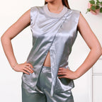 Embellished Sleeveless Top & Straight Pant Set
