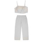 Broderie Anglaise Crop Top & Wide-Leg Pant Set