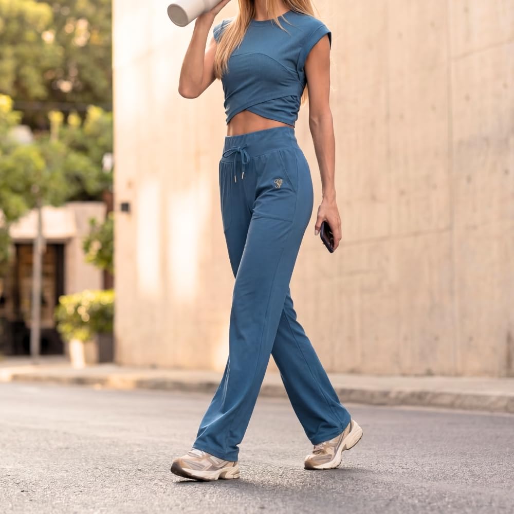 YUSHE 3 Piece Co Ord Set for Women | Ruched Top with Wide Leg Pants & Shorts | 3-in-1 Active & Lounge Wear for Travel