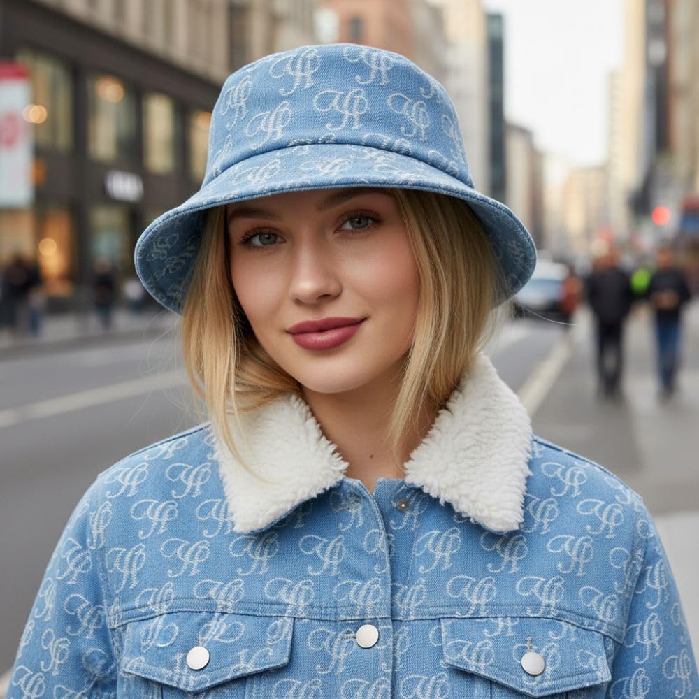 YUSHE Unisex Denim Bucket Hat | Cotton-Rich Streetwear & Travel Hat for Men & Women | Casual Everyday Hat