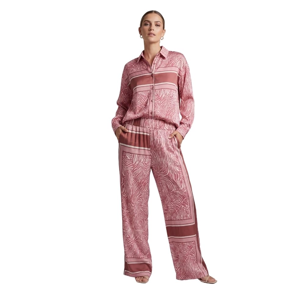 YUSHE Animal Print Co-ord Set | Lightweight Shirt and Pants Set for Women | Summer Two Piece Sets | Casual Vacation Outfits