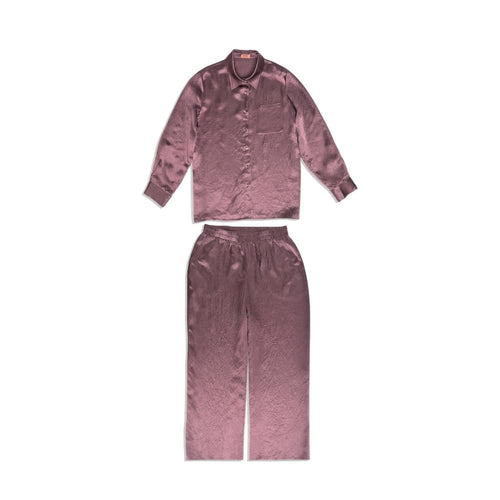 YUSHE 2-Piece Lounge Set for Women | Silky Shirt with Designer Buttons & Wide-Leg Pants with Pockets | Lounge Sets for Travel