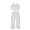 Lace Cutout Crop Top and Wide-Leg Pants Set