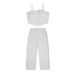 Lace Cutout Crop Top and Wide-Leg Pants Set