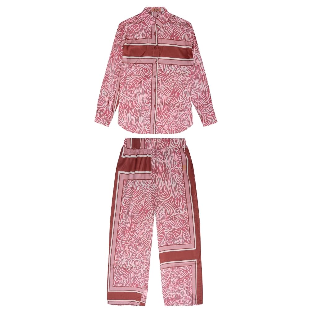 YUSHE Animal Print Co-ord Set | Lightweight Shirt and Pants Set for Women | Summer Two Piece Sets | Casual Vacation Outfits