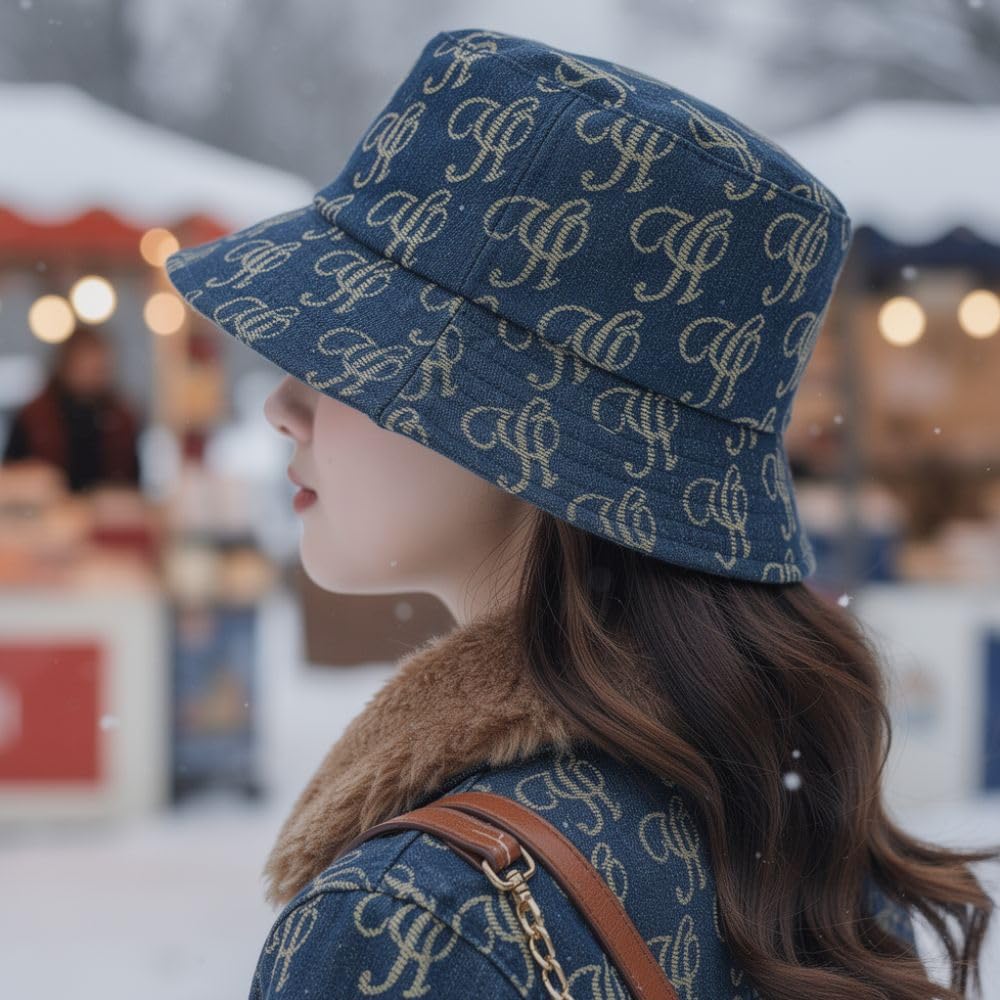 YUSHE Unisex Denim Bucket Hat | Cotton-Rich Streetwear & Travel Hat for Men & Women | Casual Everyday Hat