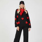 Heart Knit Set with Scarf & Beanie