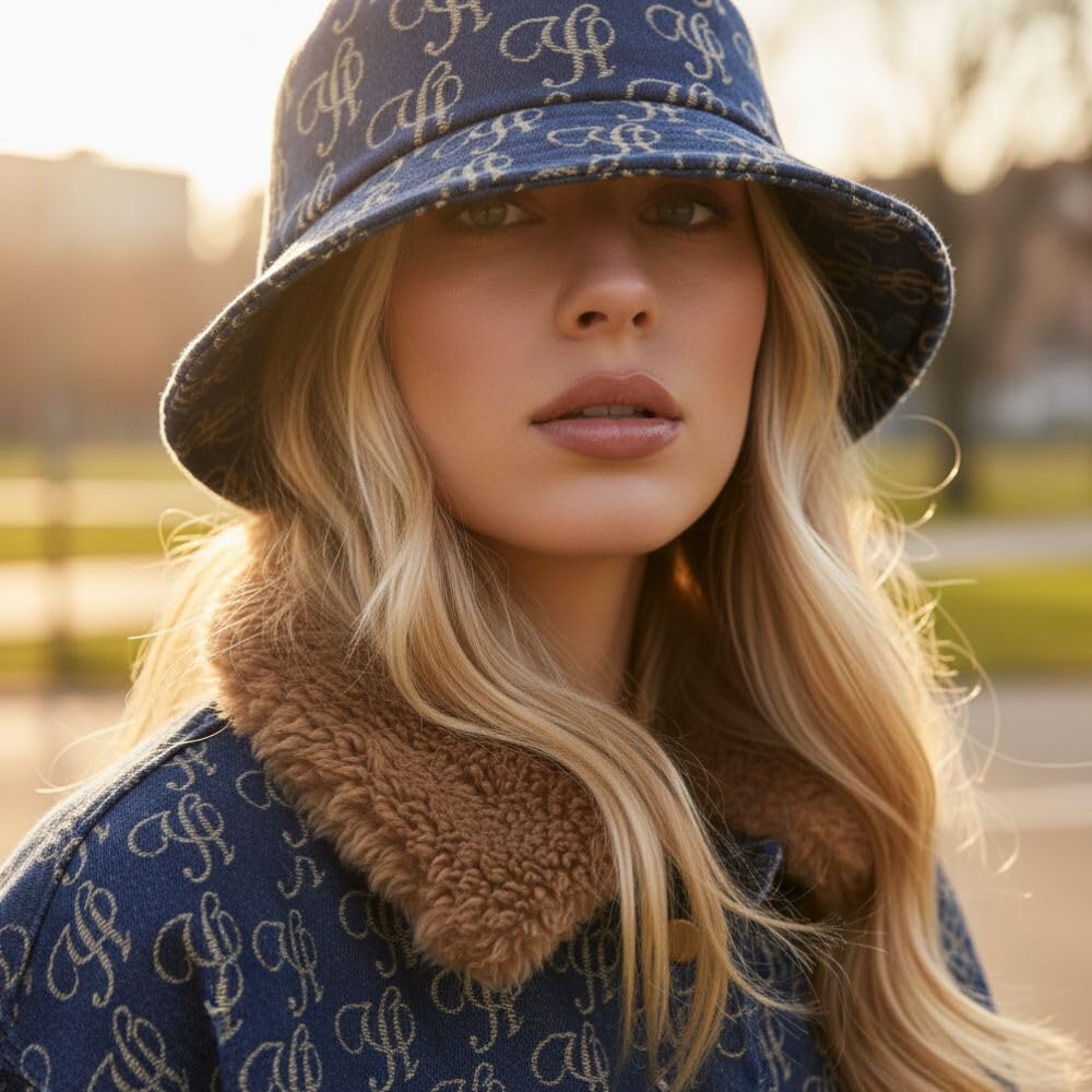 YUSHE Unisex Denim Bucket Hat | Cotton-Rich Streetwear & Travel Hat for Men & Women | Casual Everyday Hat