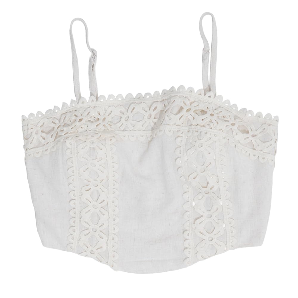YUSHE 2-Piece Crop Top and Pants Set for Women | Lace Embroidered Top & Wide-Leg Pants with Pockets | Women Co-ord Set