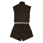 Leopard Quarter-Zip & Shorts Set