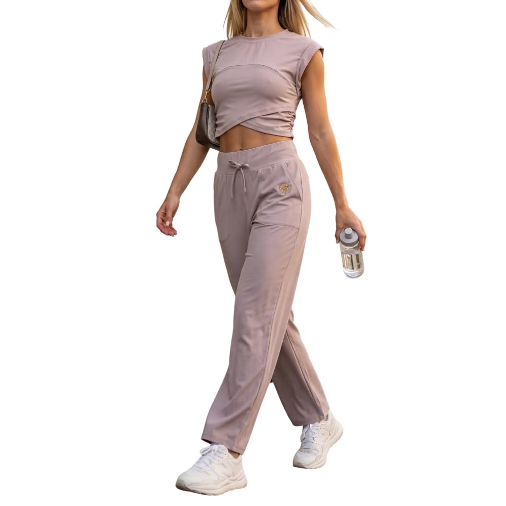YUSHE 3 Piece Co Ord Set for Women | Ruched Top with Wide Leg Pants & Shorts | 3-in-1 Active & Lounge Wear for Travel