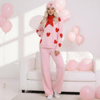 Heart Knit Set with Scarf & Beanie