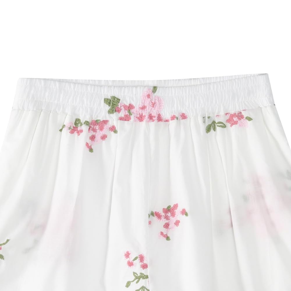 YUSHE Women 2-Piece Shirt and Shorts Ensemble Pure Cotton Easygoing Daywear