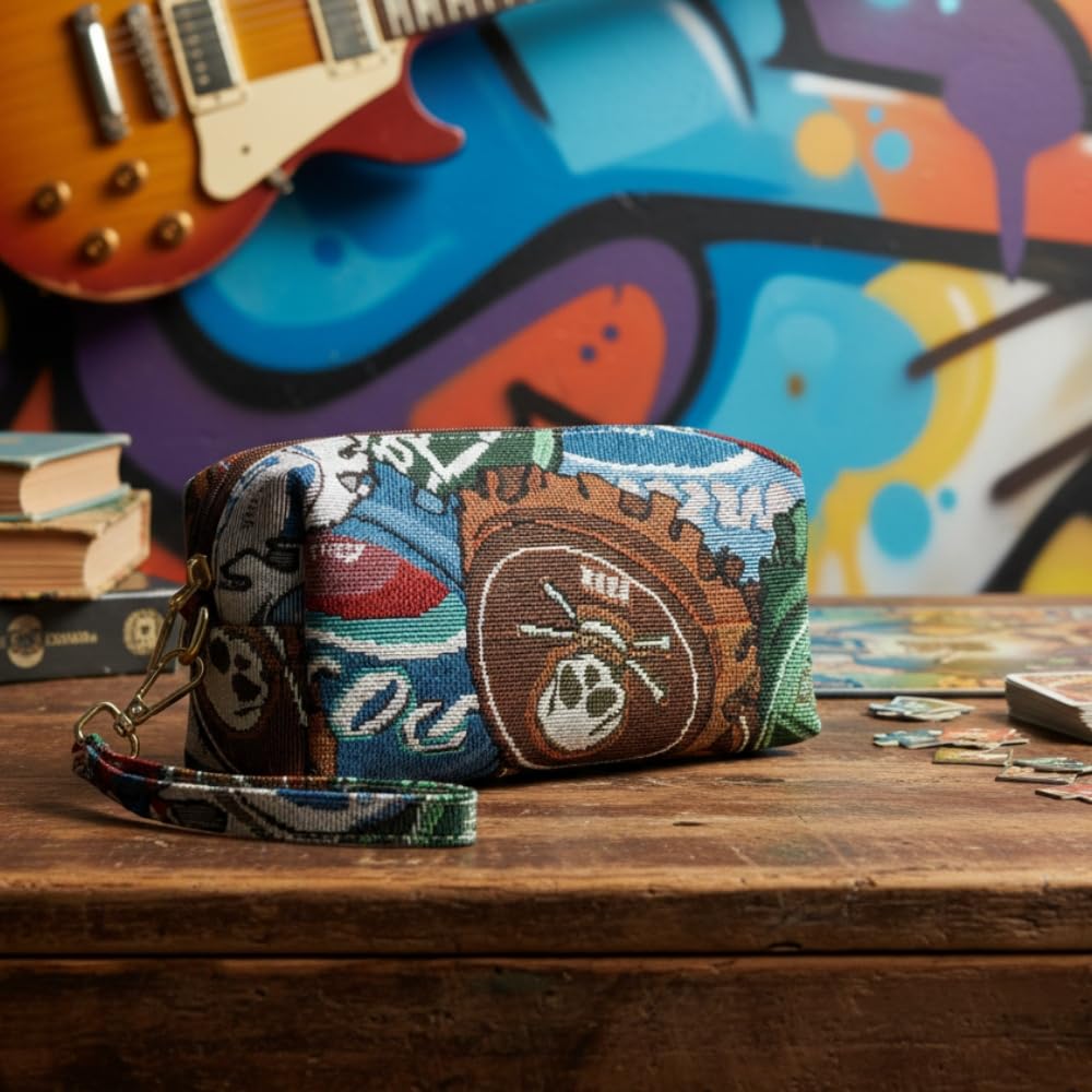 YUSHE Canvas Mini Pouch for Women | Small Travel Pouch & Makeup Bag with Zipper | Floral & Graffiti Fabric Bag for Daily Use