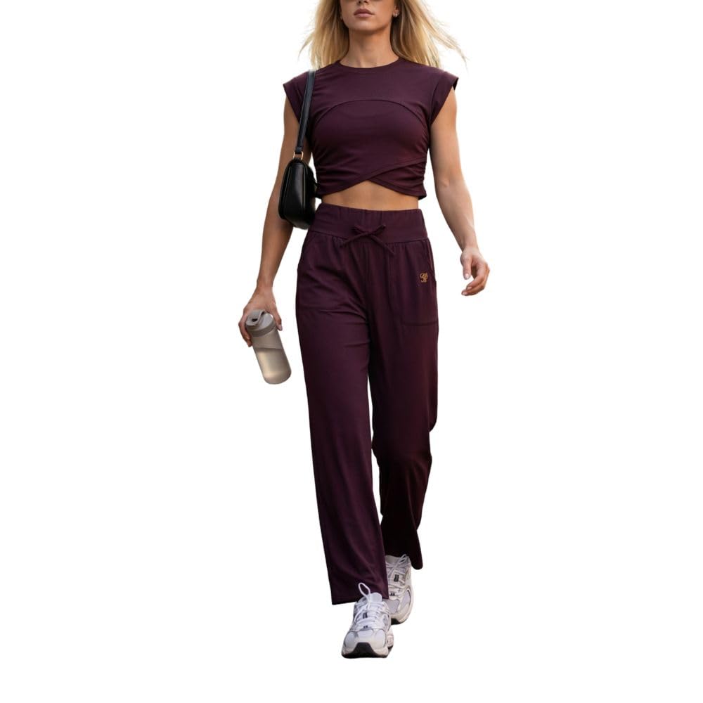 YUSHE 3 Piece Co Ord Set for Women | Ruched Top with Wide Leg Pants & Shorts | 3-in-1 Active & Lounge Wear for Travel