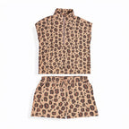 Leopard Quarter-Zip & Shorts Set