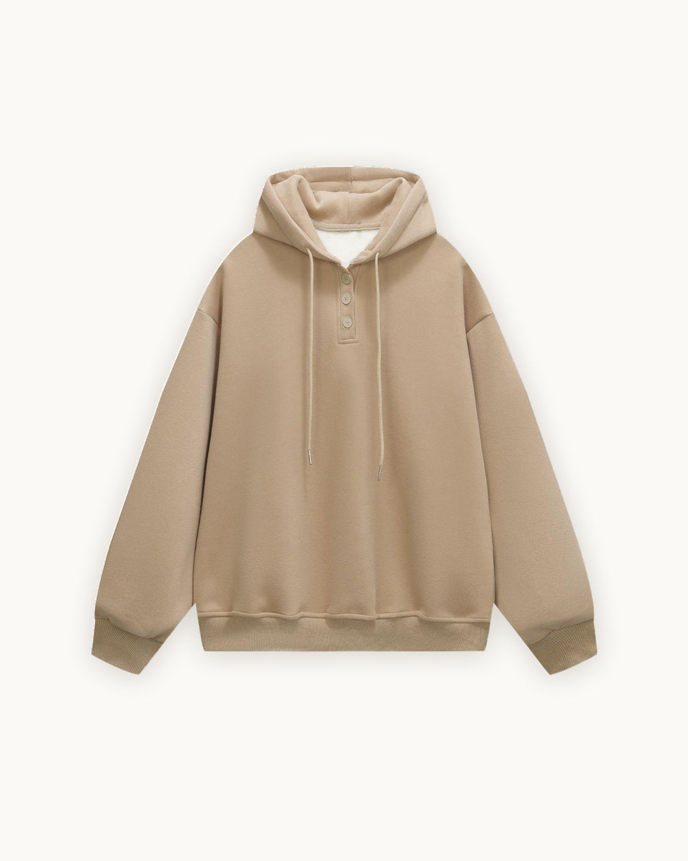 Buttoned Hoodie, Khaki