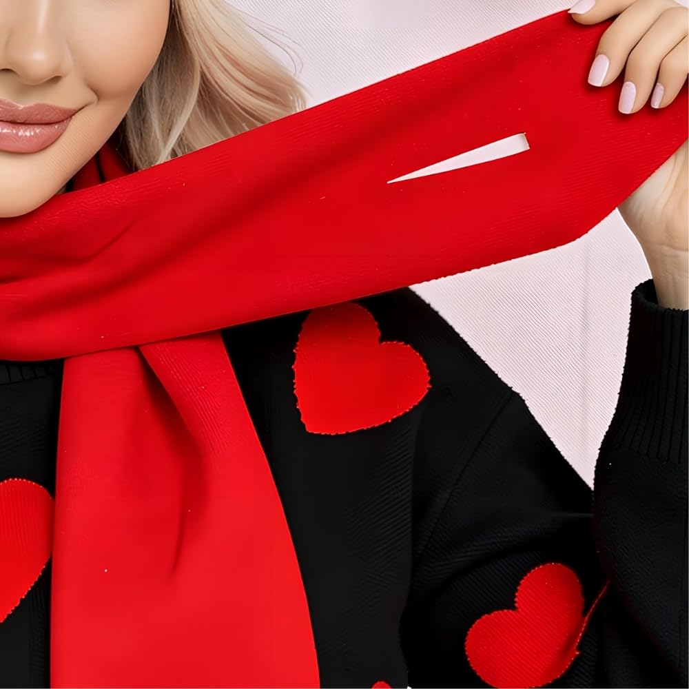 YUSHE Women’s Winter Co-Ord Set | 4-Piece 3D Heart Knit Sweater & High-Rise Pants | Matching Cap & Neck Warmer