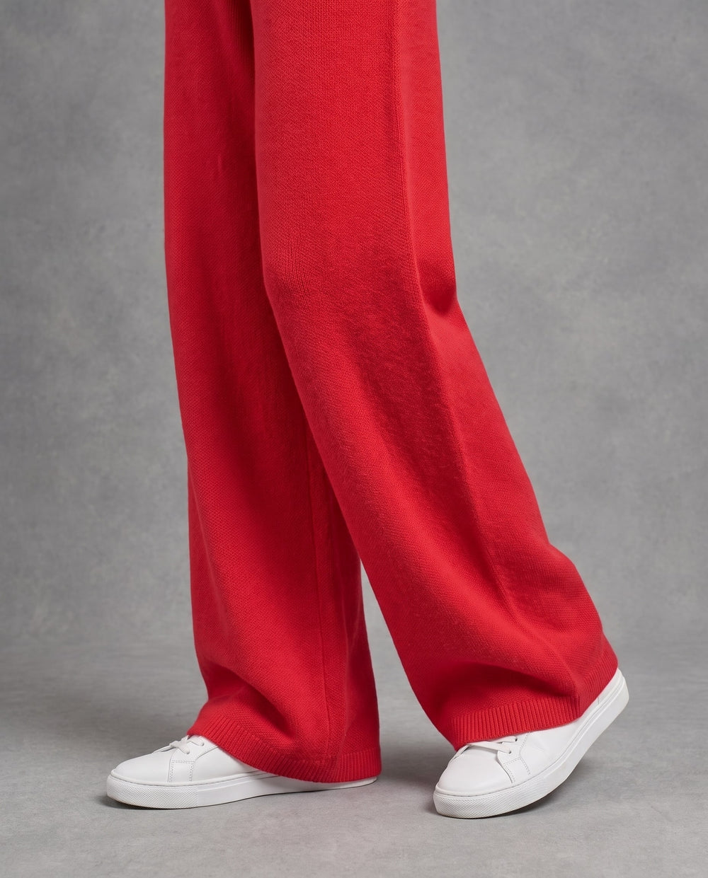 Cherry Knit High-Rise Pants, Red, detail