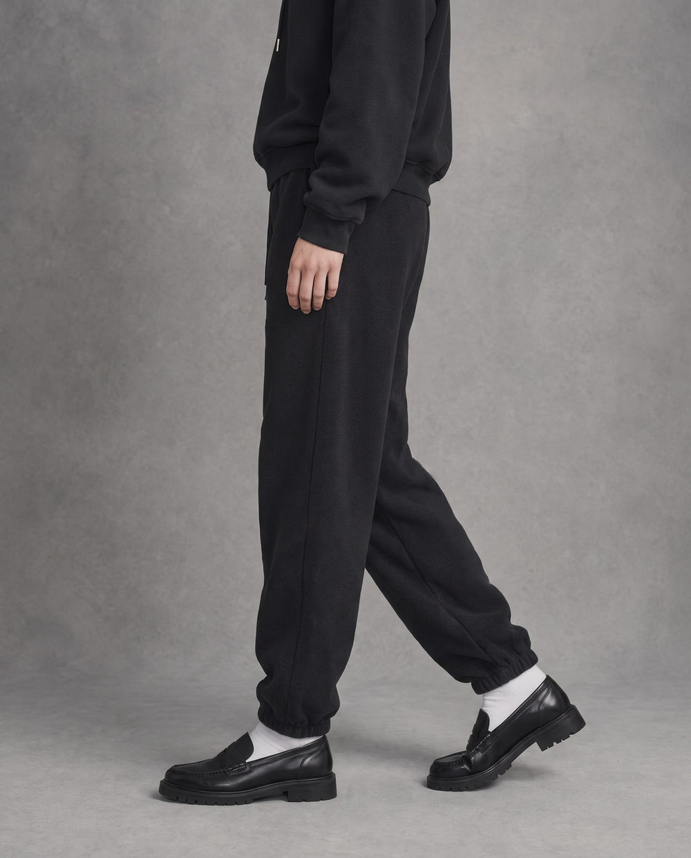 Monochrome Drawstring Joggers, Black, on model