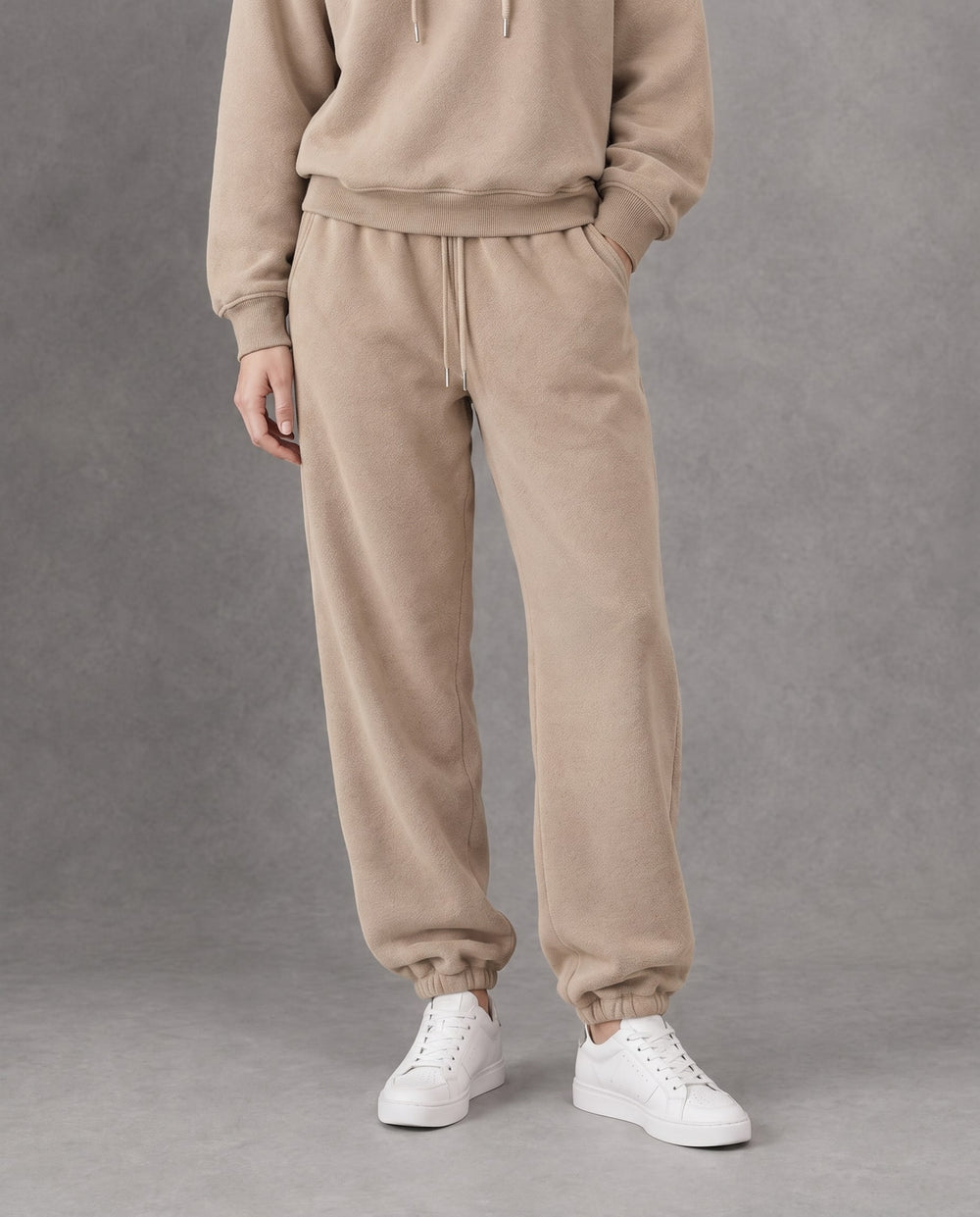 Monochrome Drawstring Joggers, Khaki, on model