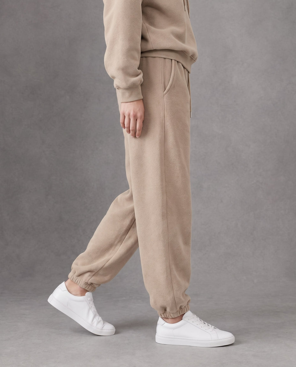 Monochrome Drawstring Joggers, Khaki, on model