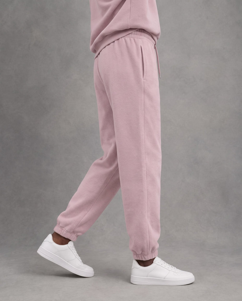 Monochrome Drawstring Joggers, Pink, on model