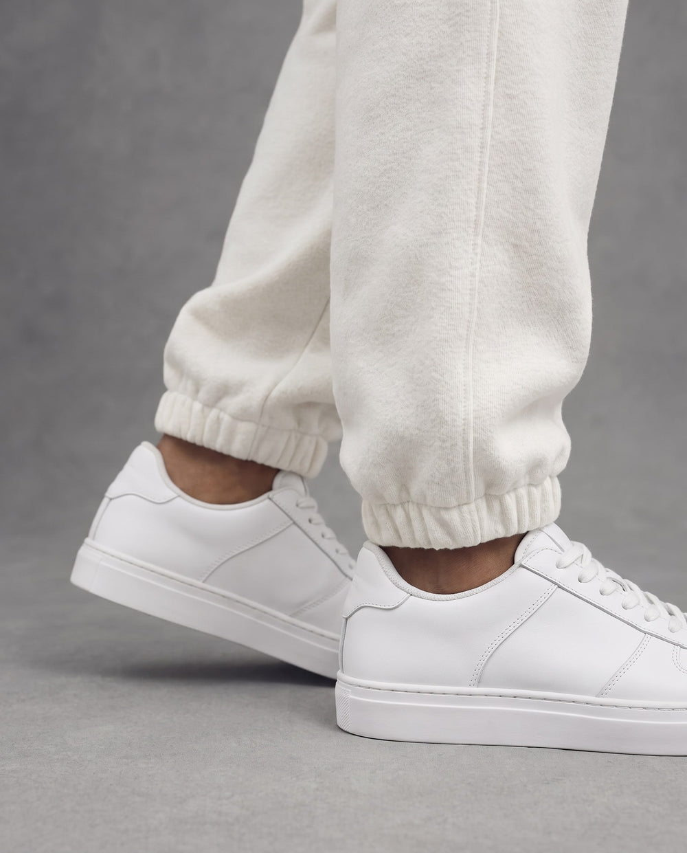 Monochrome Drawstring Joggers, White, detail