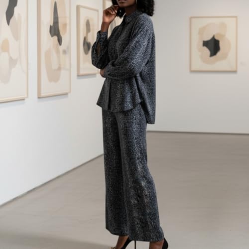 YUSHE Animal Print Co-ord Set | Lightweight Shirt and Pants Set for Women | Summer Two Piece Sets | Casual Vacation Outfits