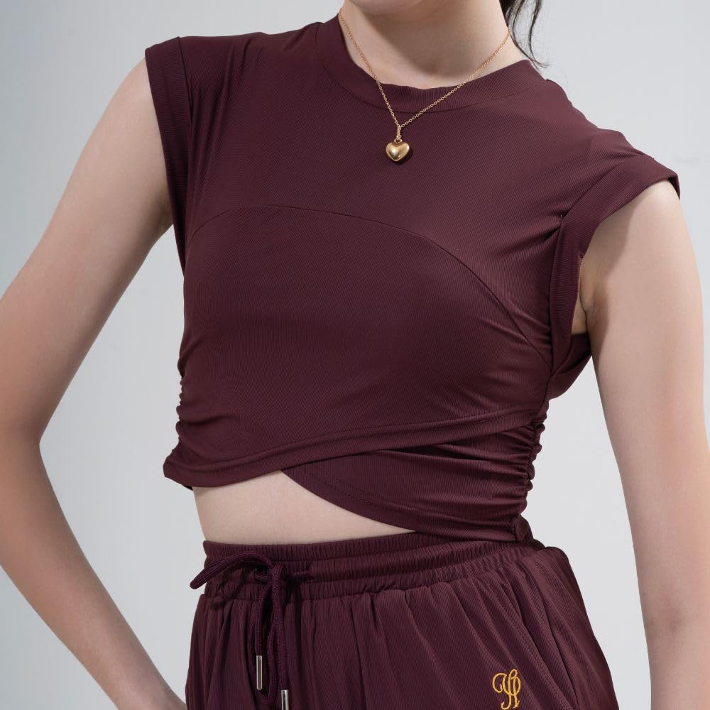 YUSHE 3 Piece Co Ord Set for Women | Ruched Top with Wide Leg Pants & Shorts | 3-in-1 Active & Lounge Wear for Travel