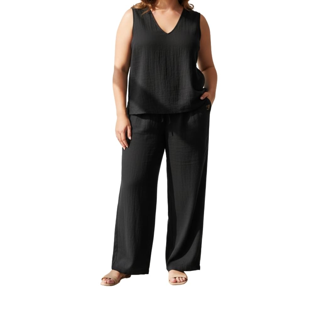 YUSHE 3 Piece 100% Cotton Cord Set for Women | Top, Pants & Shorts with Pockets | Breathable Lounge Wear for Travel