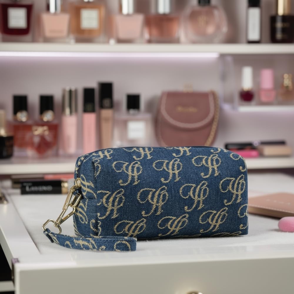 YUSHE Canvas Mini Pouch for Women | Small Travel Pouch & Makeup Bag with Zipper | Floral & Graffiti Fabric Bag for Daily Use