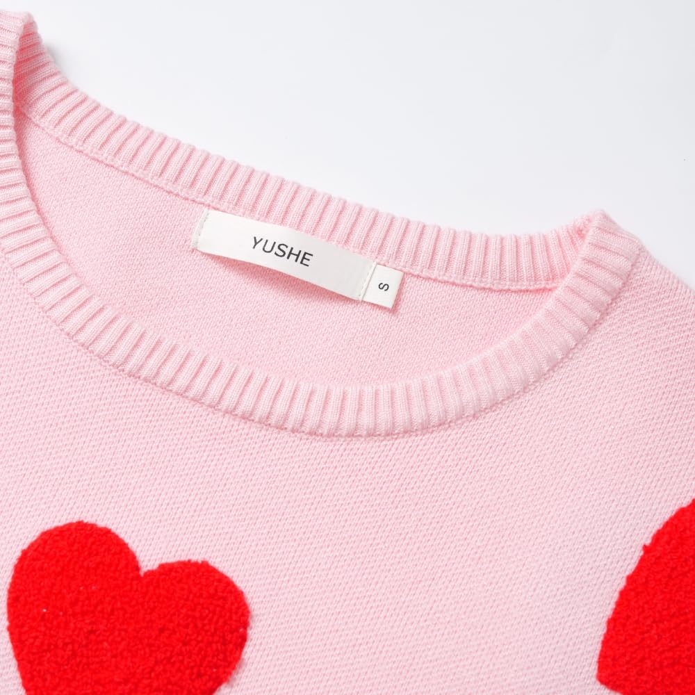 YUSHE Women Two Piece Outfit Sets | Valentine’s Lounge Set with 3D Heart Knit Sweater & High-Rise Pants | Women Winter Sets