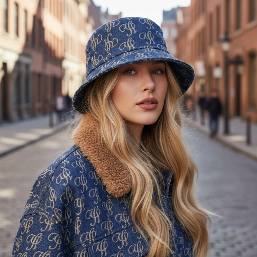 YUSHE Unisex Denim Bucket Hat | Cotton-Rich Streetwear & Travel Hat for Men & Women | Casual Everyday Hat