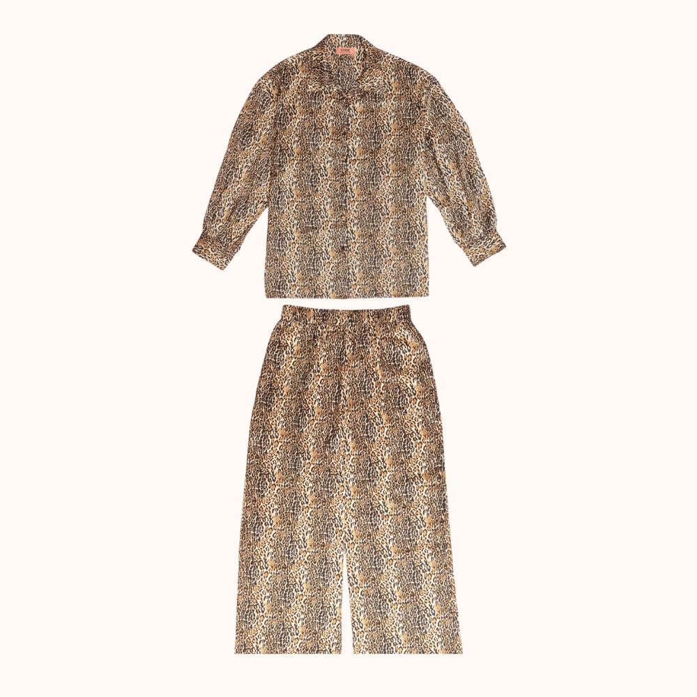 YUSHE Animal Print Co-ord Set | Lightweight Shirt and Pants Set for Women | Summer Two Piece Sets | Casual Vacation Outfits